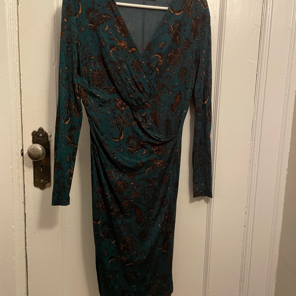 Elegant Teal and Brown Women's Dress